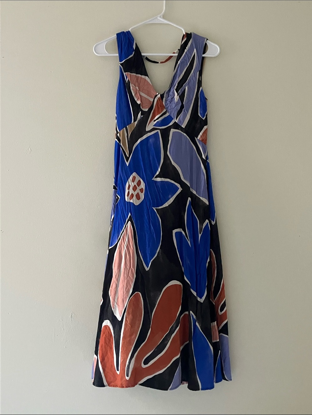 Anthropologie Midi Dress in Blue, Rust and Black